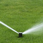 Lawn sprinkler spraying water